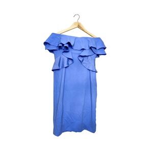 Alexia Admor Womens Blue Off The Shoulder Ruffle Peplum Sheath Dress Size 6